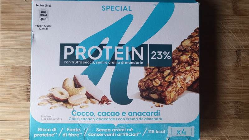 Kellogg's Protein 23% con frutta secca, semi e crema di mandorle Cocco, cacao e anacardi